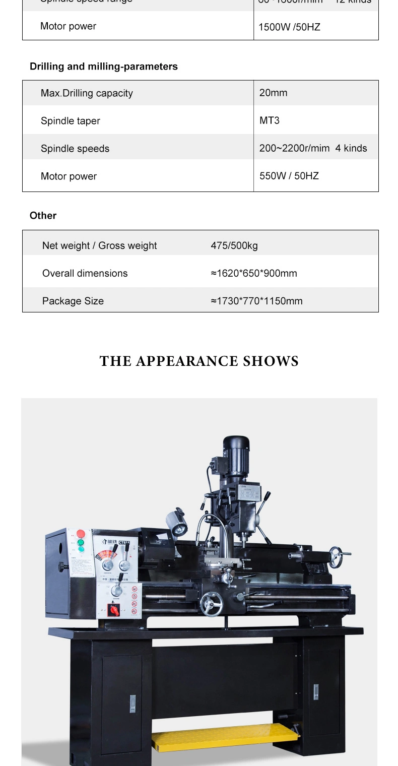 Multi-Purpose Mini Lathe and Milling Machine Manual Lathe Drill Mill Combo Mini Bench Lathe Machine CT915